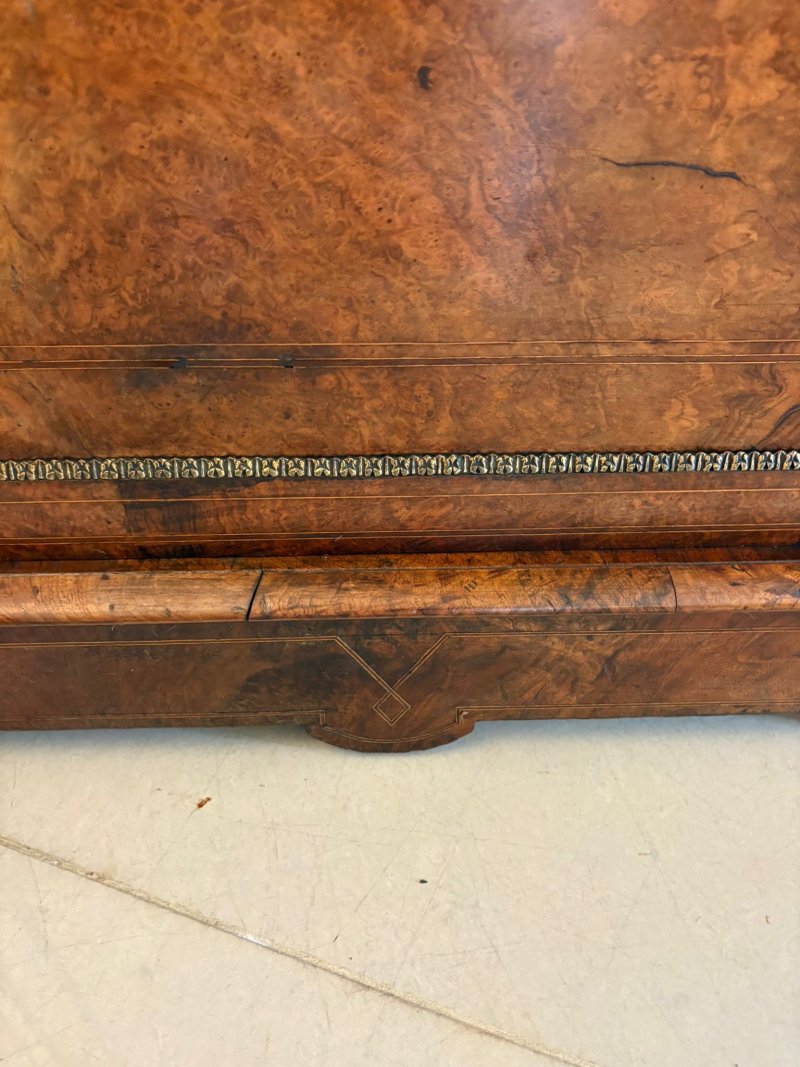 Outstanding Quality Antique Victorian Inlaid Burr Walnut Porcelain Mounted Credenza - Image 16